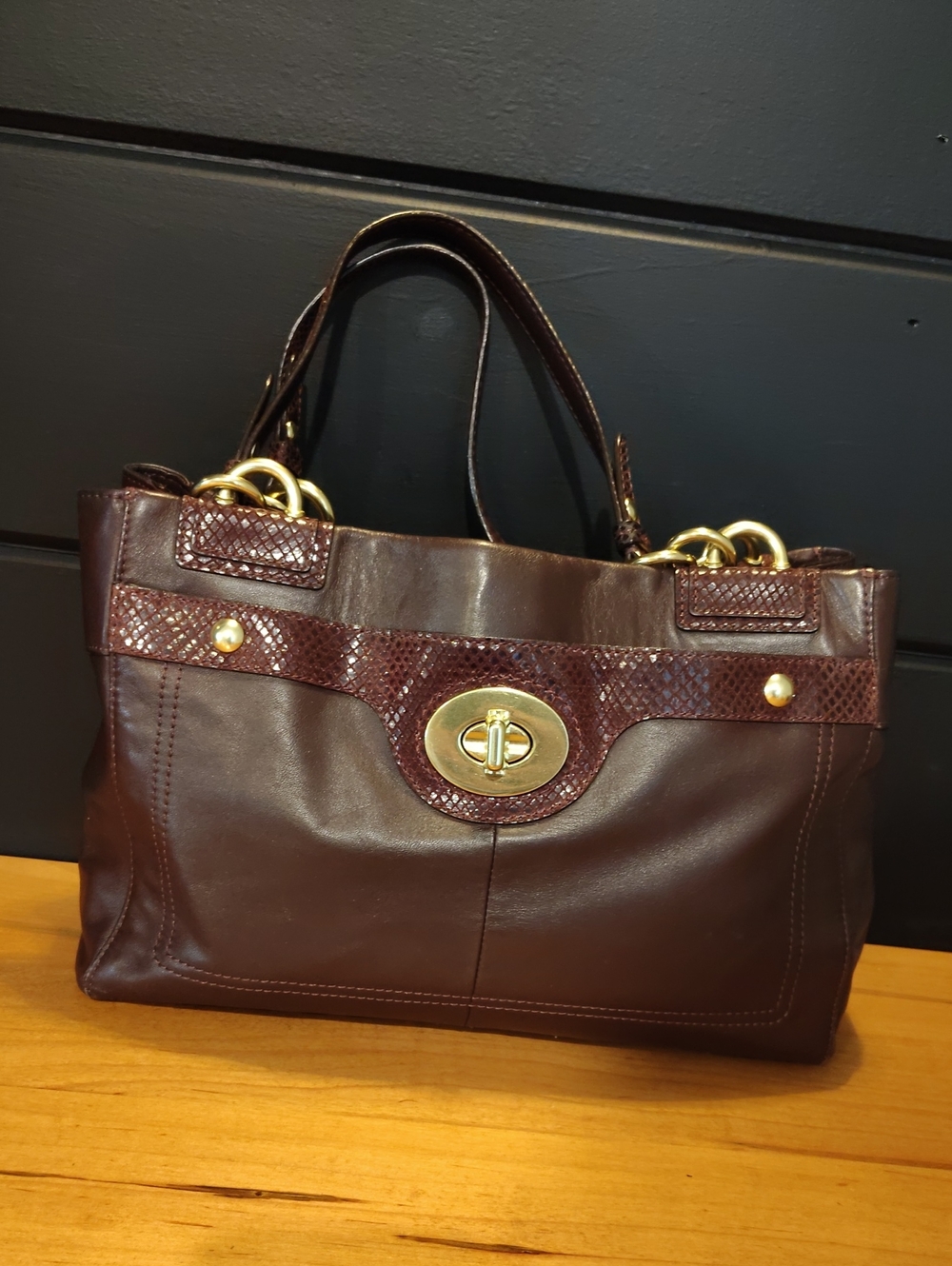 Vintage Coach Penelope Brown Leather Carryall Satchel Bag F16531